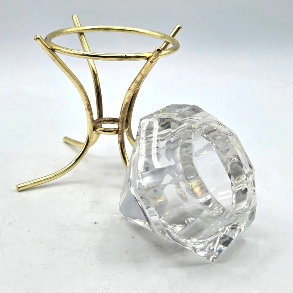 PartyLite 24% Lead Crystal Diamond Shaped Solitaire Votive Candle Holder - Picture 4 of 6